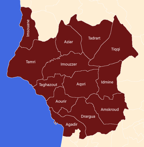 Maroko Prefektura Agadir Ida-Outanane Miasta i Gminy