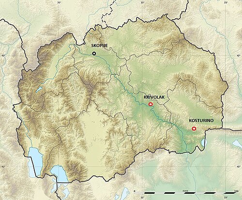 Macedonia Północna - lokalizacja Krivolak Kosturino