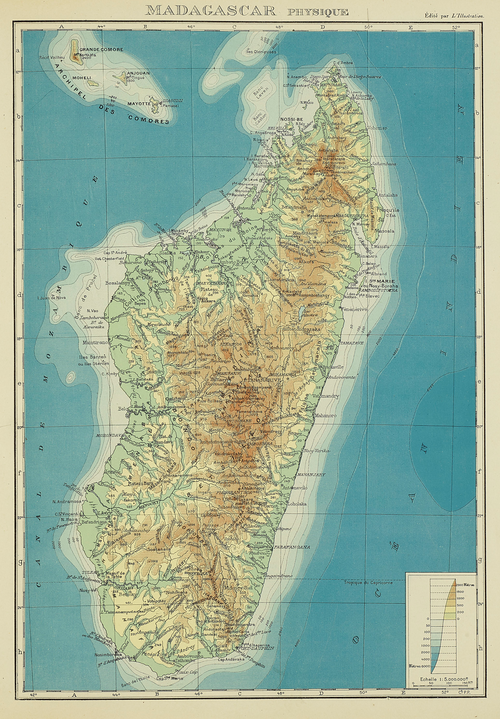 Mapa fizyczna Madagaskaru