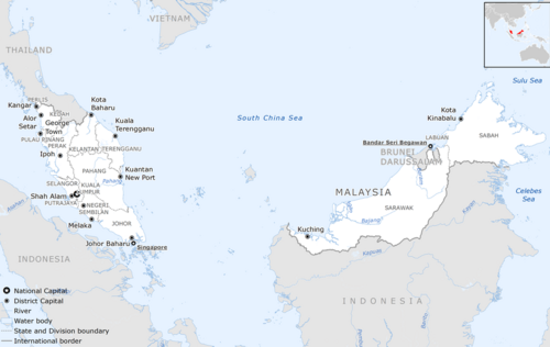 Mapa bazowa Malezji