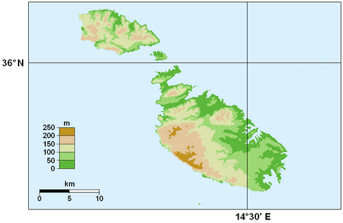 Mapa topograficzna Malty
