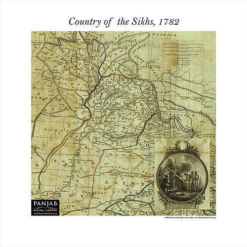 Mapa państwa Sikhów 1782