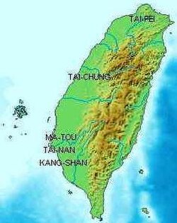 Mapa Tajwanu i Penghu