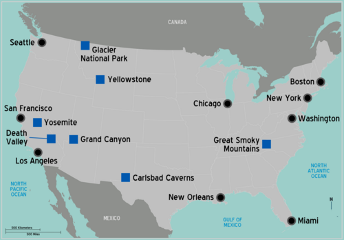 Mapa miast USA 01