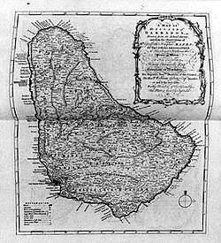 Mapa Barbadosu z 1750 roku