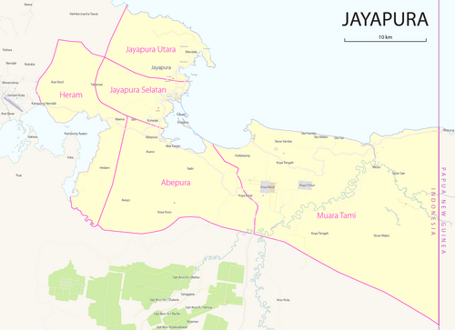 Mapa dzielnic (Kecamatan) Jayapury