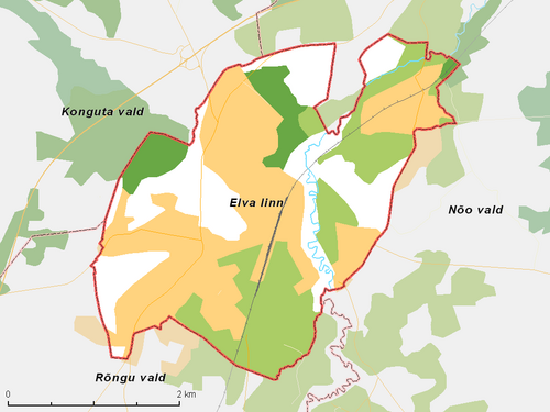 Mapa Estonii - miasto Elva