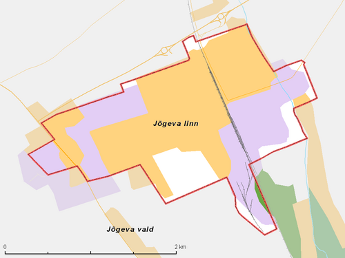 Mapa Estonii - miasto Jõgeva