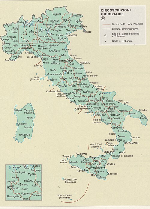 Mapa podziału administracyjnego Włoch 1990 r.