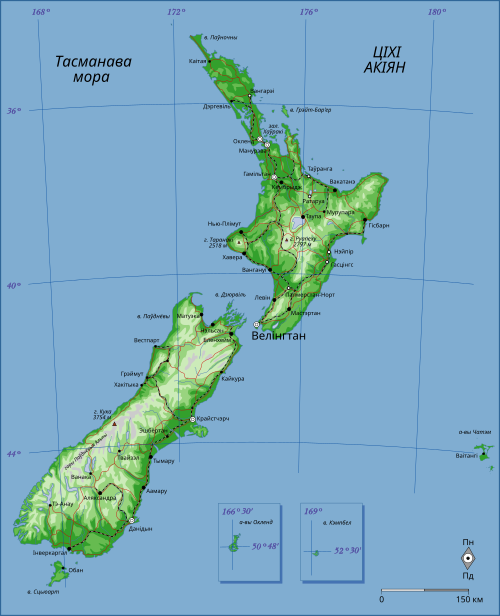 Mapa Nowej Zelandii
