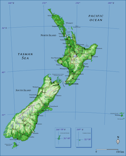 Mapa Nowej Zelandii