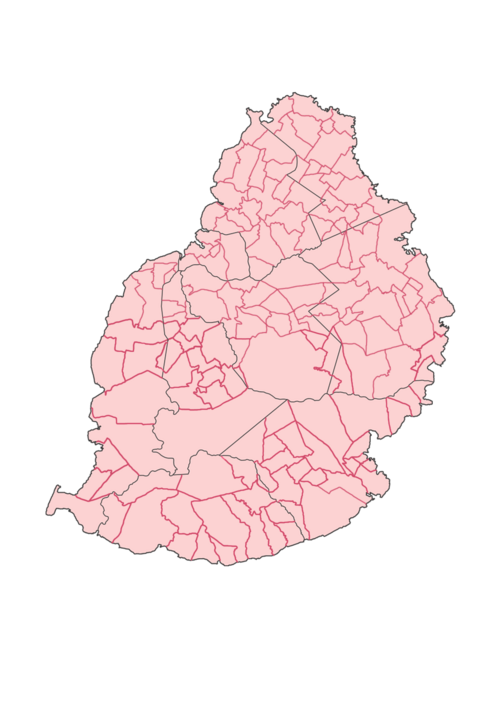 Mapa VCA - dystrykty Mauritius