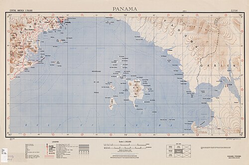 Mapa Panamy od US Army Map Service