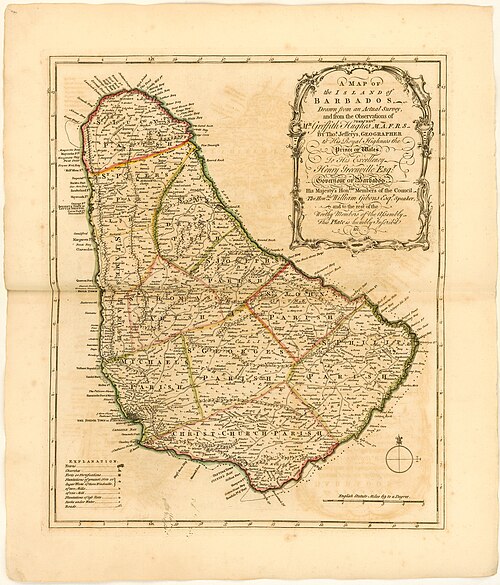 Mapa wyspy Barbados, Thomas Jefferys, 1750