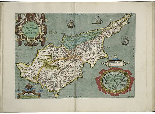 Mapa Cypru i mapa Lemnos autorstwa A. Orteliusa