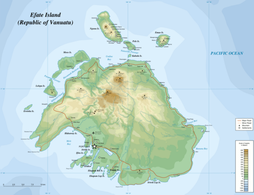 Mapa wyspy Efate EN