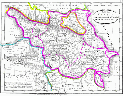 Mapa regionu gruzińskiego, 1835
