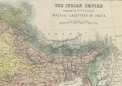 Mapa Lhasy i Himalajów 1885