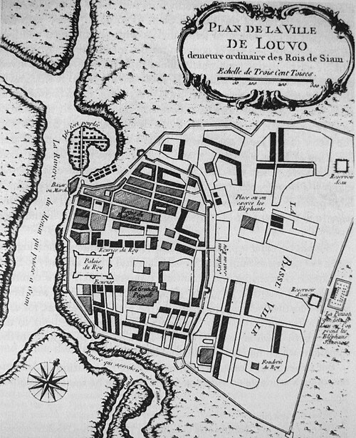 Mapa Lopburi z późnego XVII wieku