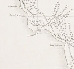 Mapa Półwyspu Katar 1824 Al Huwaila