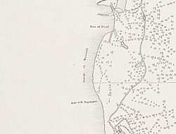Mapa Półwyspu Katar 1824 Dooat el Wosseil