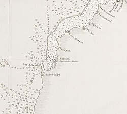 Mapa Półwyspu Katar 1824 Zubarah