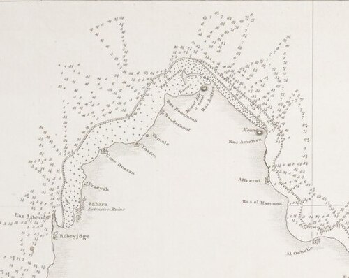 Mapa północnego półwyspu Katar 1824