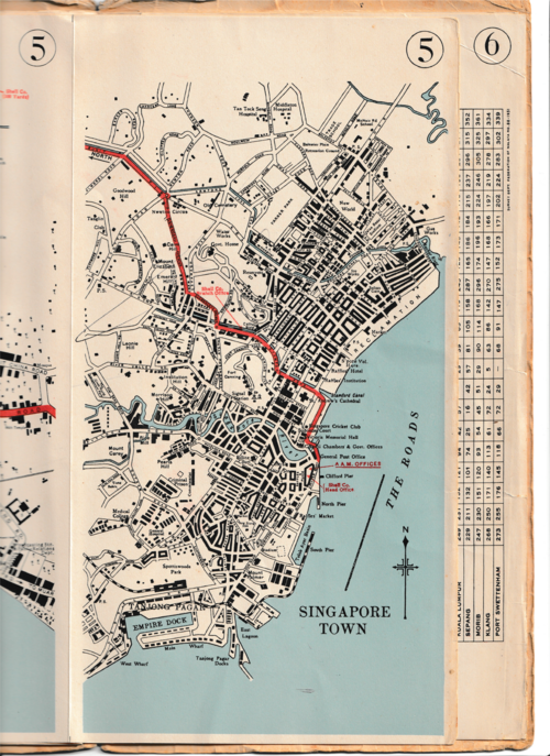 Mapa Singapuru z 1951 roku
