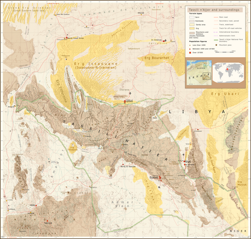 Mapa Tassili n'Ajjer i okolic