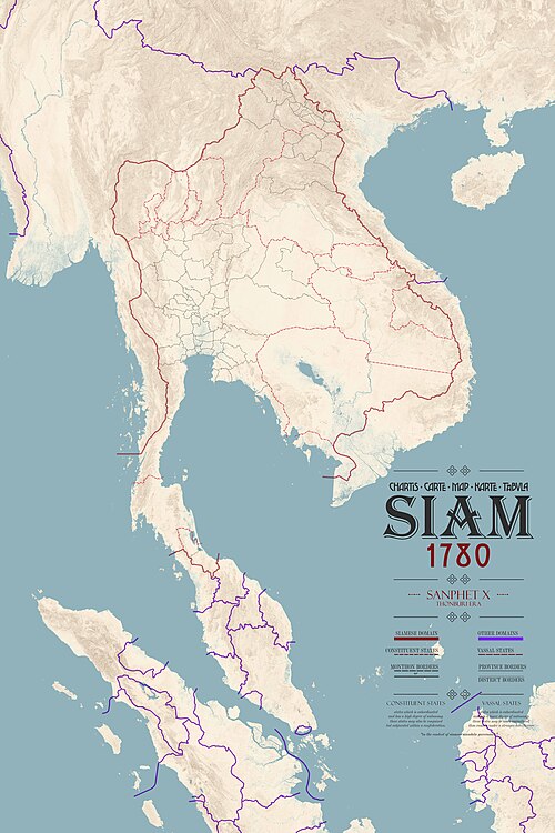 Mapa Królestwa Thonburi z 1780 r.