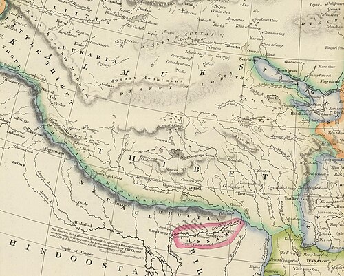 Mapa Tybetu i Małego Tybetu 1844