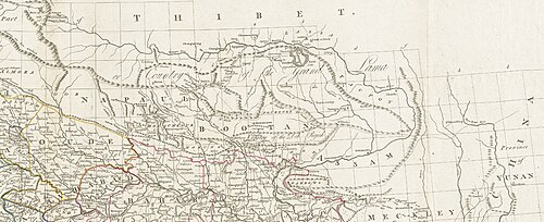 Mapa Tybetu 1782 - Hindustanu