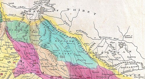 Mapa Tybetu 1821 - Mapa Indii Careya
