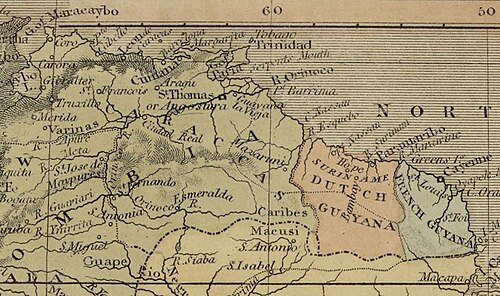 Mapa Wenezueli i Gujany 1822