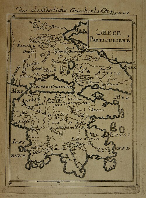 Mapa południowej Grecji, 1685