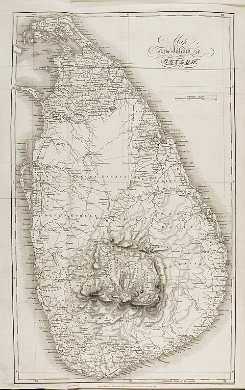 Mapa wyspy Cejlon