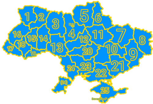 Mapa regionów ukraińskich ze specjalnym statusem