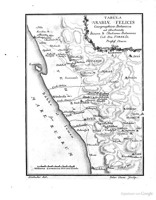 Mapa Jemenu z 1763 roku