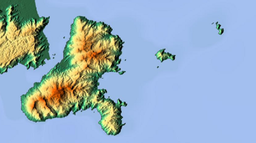 Mapa topograficzna Ilhabeli i wysp