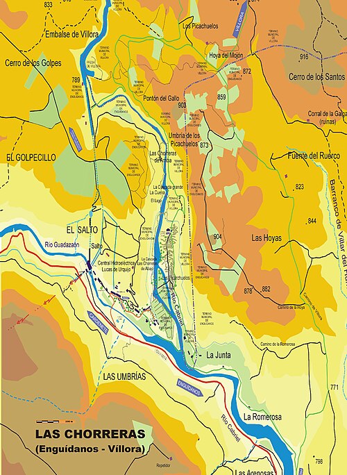 Mapa topograficzna Chorrerasów