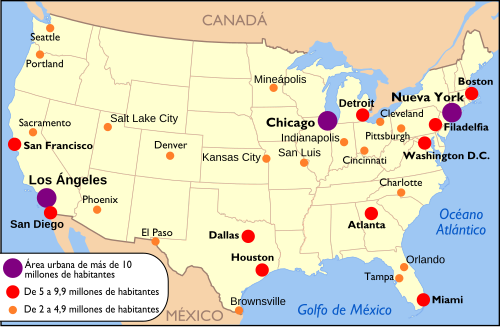 Mapa miast USA