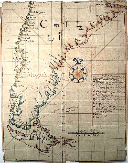 Mapa Chile z 1671 roku