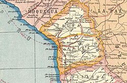 Mapa prowincji Tacna, Chile 1920