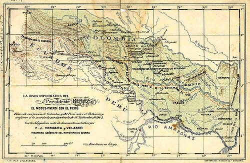 Mapa modus vivendi Peru-Kolumbia