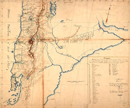 Mapa podróży Luisa de la Cruz z 1806