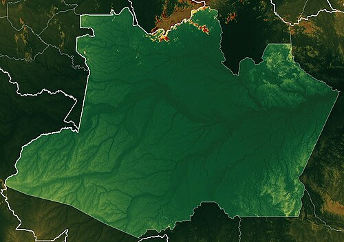 Mapa rzeźby terenu Amazonasu