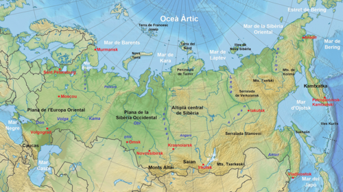 Mapa fizyczna Rosji