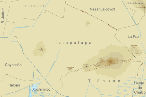 Mapa fizyczna Iztapalapa