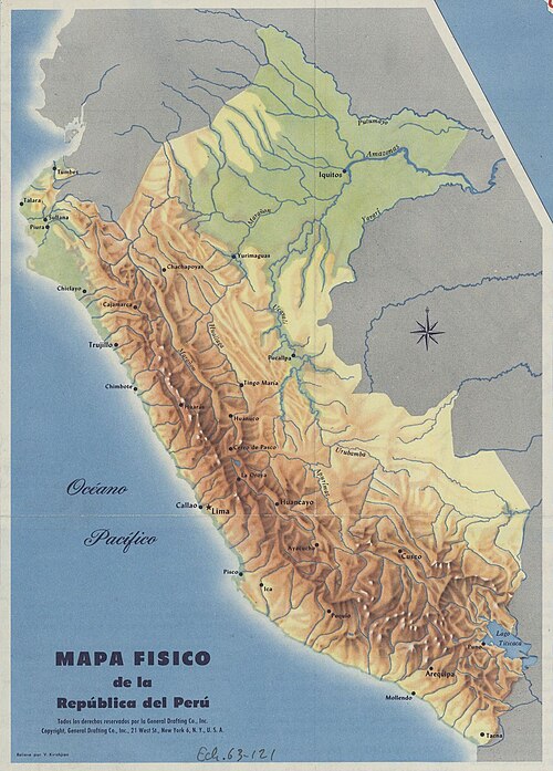 Mapa fizyczna Republiki Peru