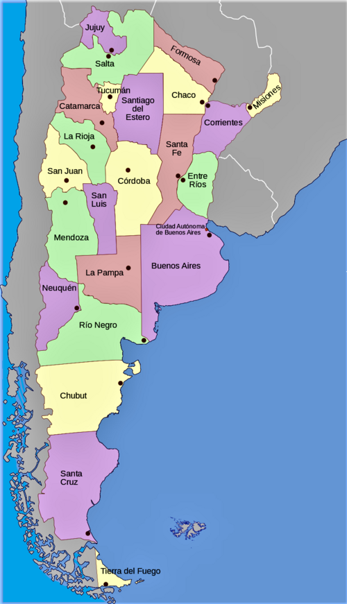 Mapa polityczna Argentyny